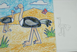 It's fun to draw safari animals - an ostrich