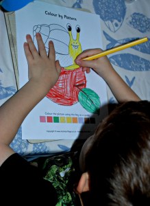 Snail colour by pattern page from Activity vIllage
