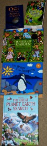 Books - The owl who was afraid of the dark, The Brer Rabbit Coolection, Isabella's Garden, The Brave little Penguin and The Great Planet Earth Search