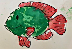 Fish made with bleeding tissue paper