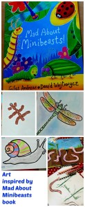Children's Art inspired by the book Mad About Minibeasts by Giles Andreae