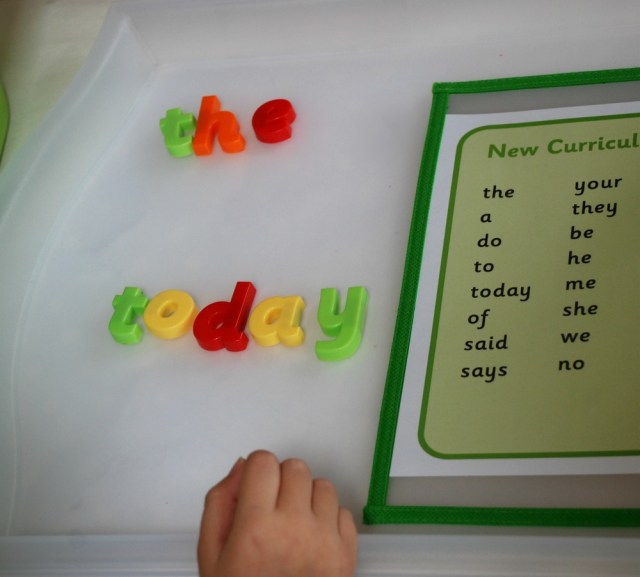 Using our letters to build words from the Word mat