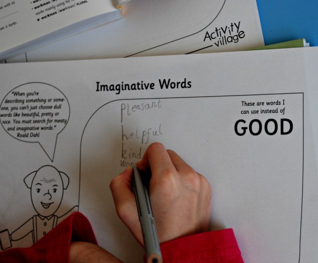 Vocabulary extension page for Good from Activity village