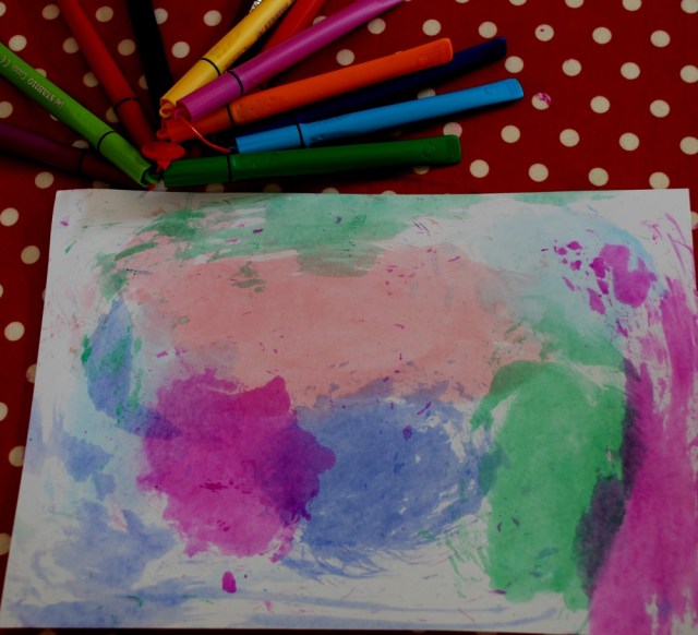 using felt tip pens to create a coloured patterned page