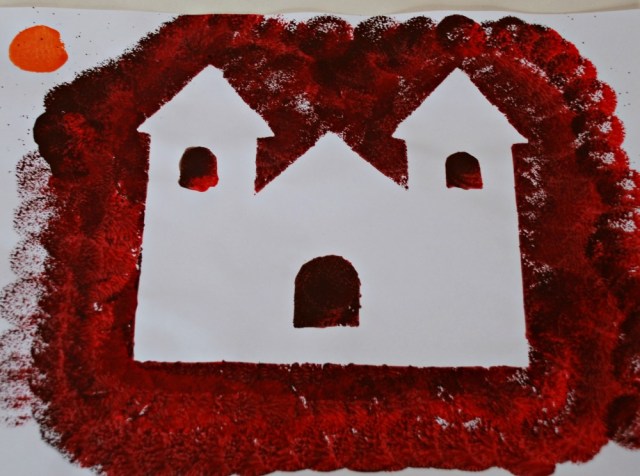 Haunted house easy young child's art activity