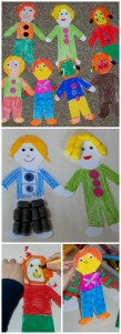 Kids art activity using the Free to download people template from Activity Village