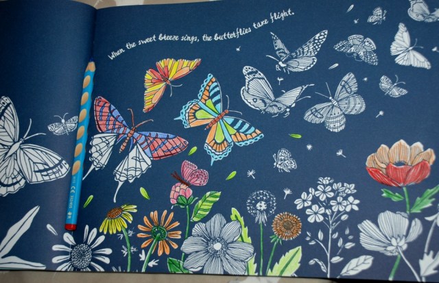 Colour Together Nature Book Butterfly page partly coloured in