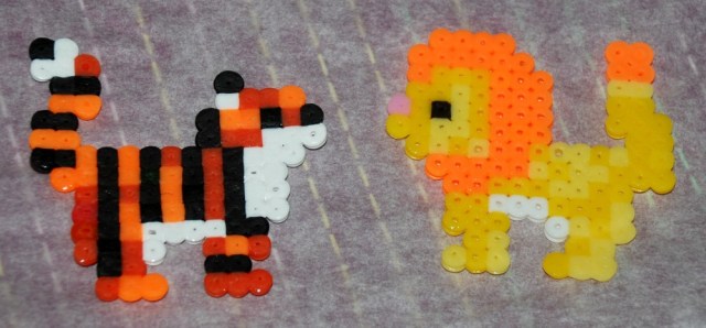 fusion bead tiger and lion made from the Baker Ross kits