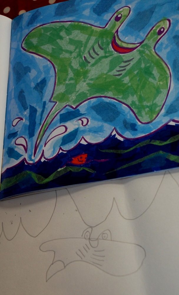 It's fun to draw sea creatures - a manta ray