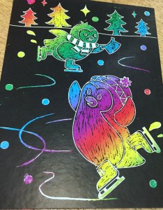 penguin scratch art picture from the Baker Ross set