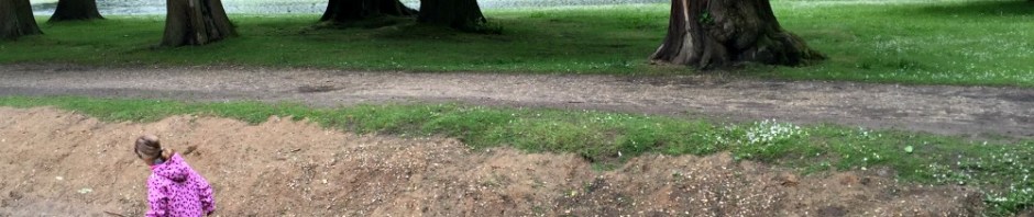 playing in the mud and water at Claremont garden