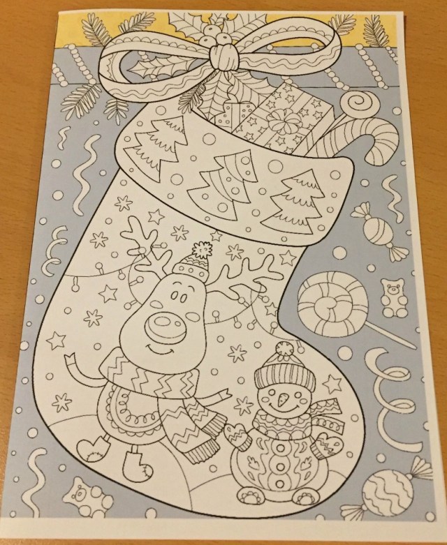 Christmas Colouring card from Activity Village - a Christmas stocking