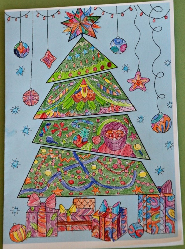 Christmas Tree colour Pop colouring card from Activity Village