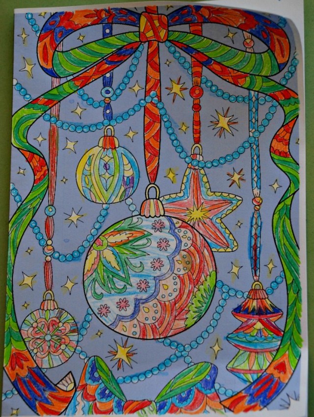 Colour Pop Christmas Decoration Colouring Card from Activity Village