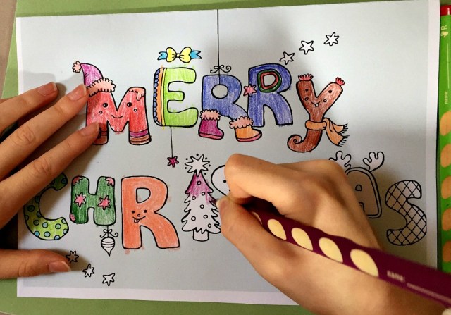 Merry Christmas colour pop card from activity Village