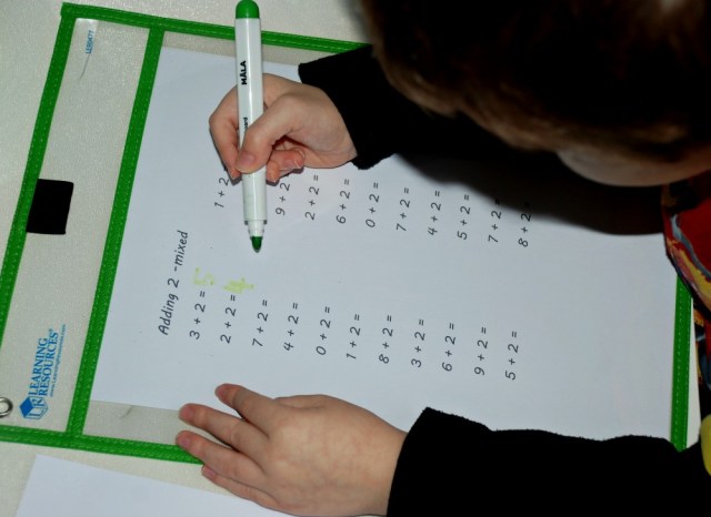 Practicing addition with home-made free to download pages