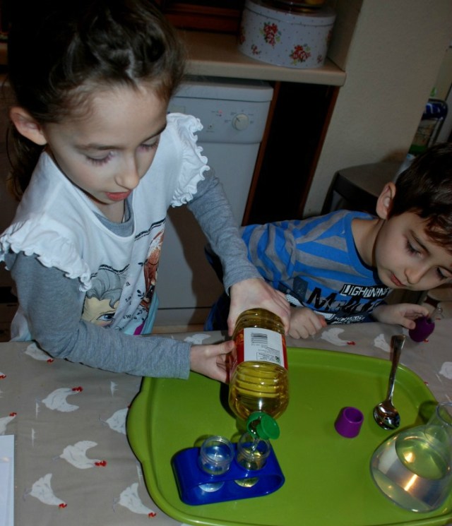 Performing science experiments at home using the learning resources lab set