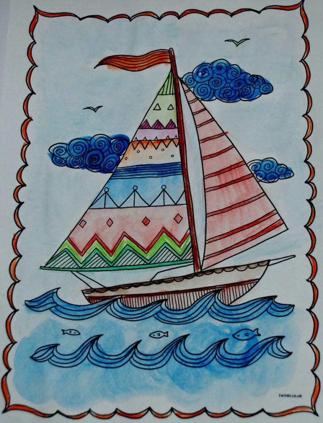 Twinkl mindfulness sailing boat picture part of their transport mindfulness colouring pack