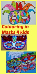 Colouring in Mardi Gras Masks for kids