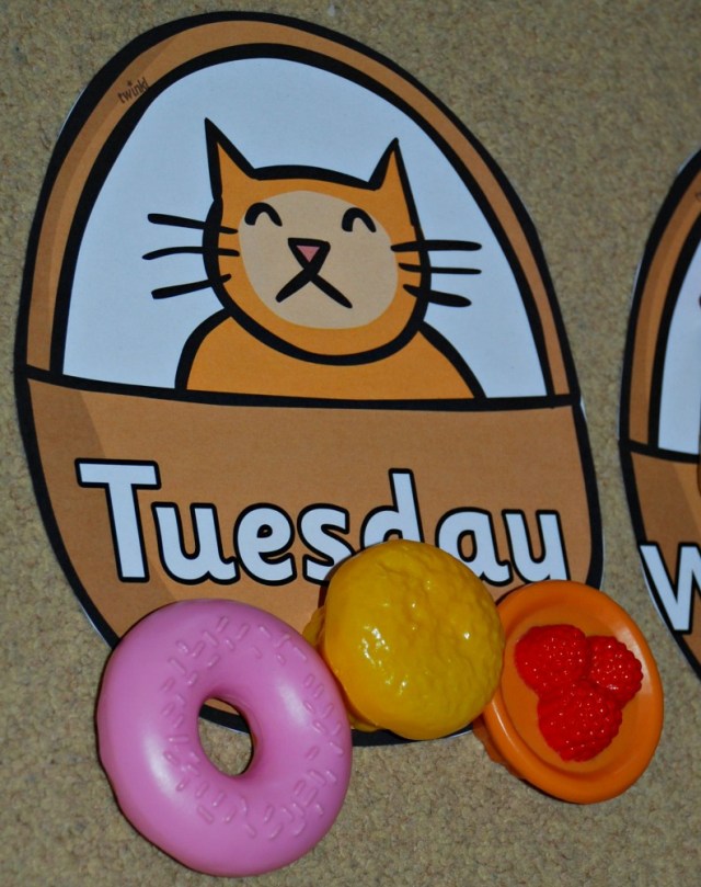 Hamish from Lighthouse kepper's lunch with toy food. Great for a maths lesson