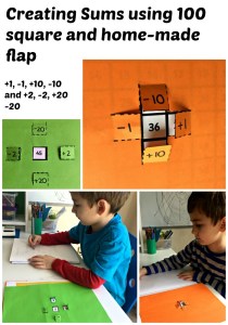 Creating sums using a 100 square and a home-made flap