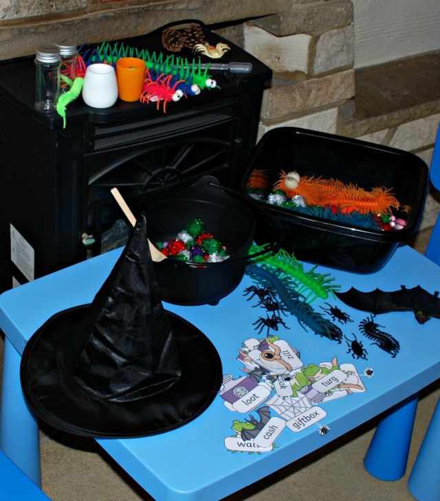 Potion making area all set up waiting for the Wiizards to come and decide which are real and which are nonsense ingredients