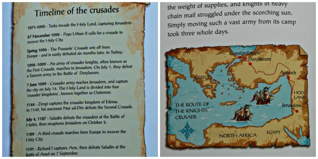 The Usborne Young Reader book Crusaders includs a timeline and maps showing the routes