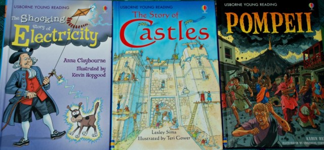 Usborne Reading Series the Shocking story of Electricity, The story of Castles and Pompeii