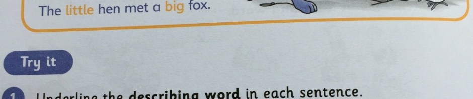 Grammar 1 pupil book by Schofield & Sims introduces describing words