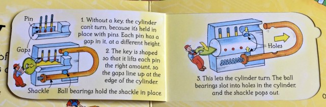 Usborne See Inside How THings Work. A padlock featured on the Everday inventions page