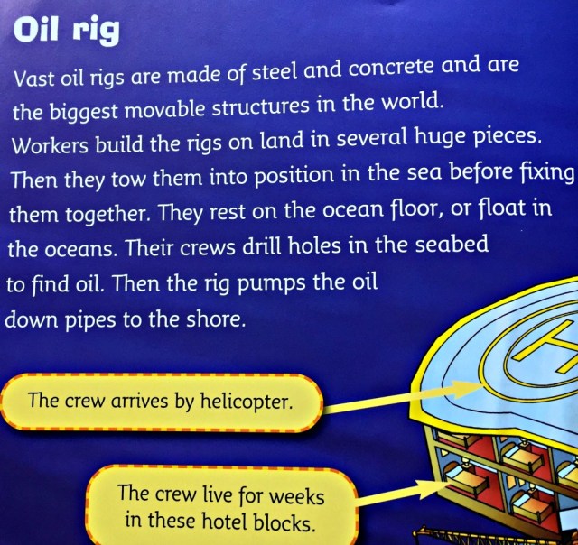 reading paragraph on the oil rig page part of the BIg CAT reader What's that Building