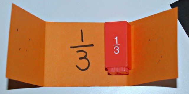 Creating flaps with the fraction in the middle and the percentage on one flap and the decimal number on the other flap