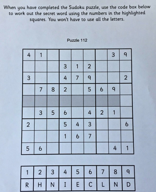 Sudoku for Kids from Activity Village includes some hidden code puzzles