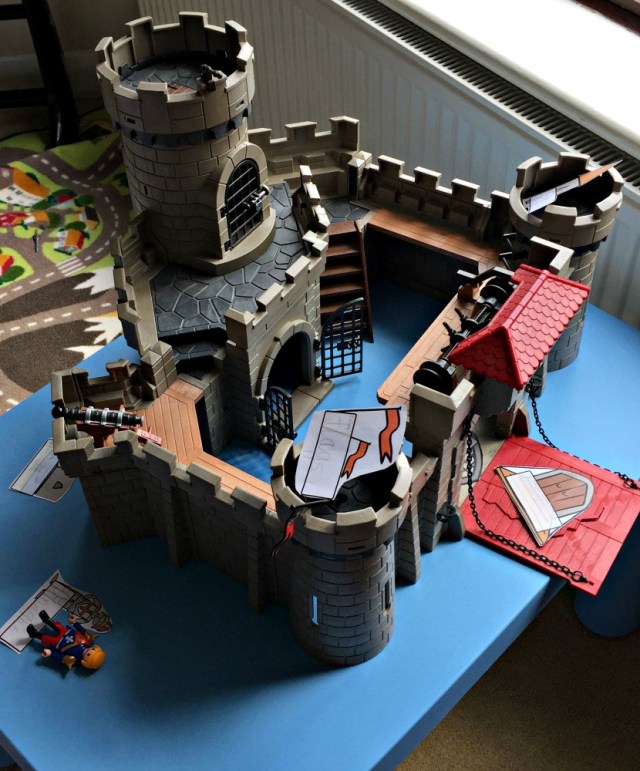 Labelling our Playmobile castle using some castle and Knight pages from Twinkl Resources