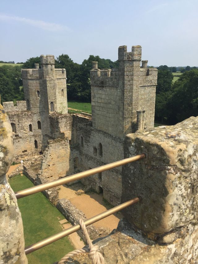Bodiam Castle. The view from a tower over the inside of the castle