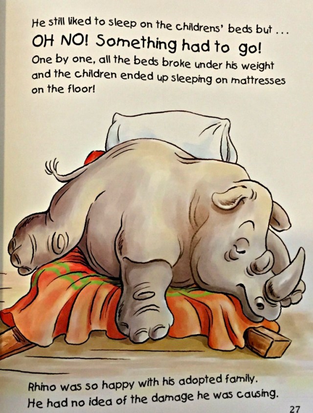 Rescuing Rhino a sweet children's story about an orphaned rhino who is rasied by a family and later released