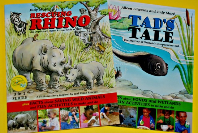Rescuing Rhino and Tad's Tale. Children's books which include sweet fictional stories, facts about the animals and some craft ideas