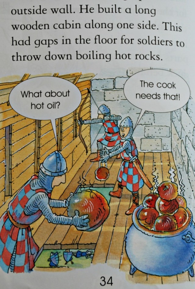 Usborne Young Reading Book. The Story of Castles deals with castles being attacked in a very child- friendly manner