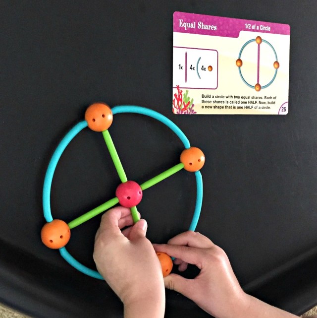 Dive into shapes set from Learning Resources come with some equal parts cards which reinforce basic fractions
