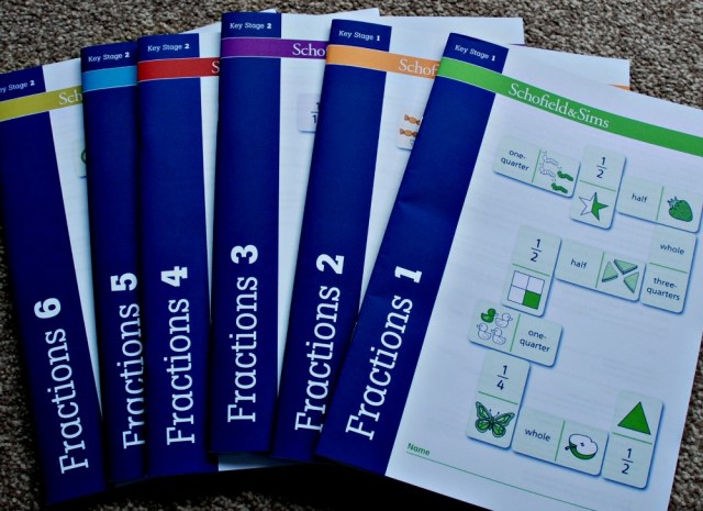 Schofield & Sims series Fractions for Key stages 1 and key Stages 2 based on the UK Curriculum