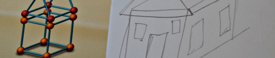 3D shape drawing for kids. Using the shape cards from Dive Into Shapes to create dimensional houses