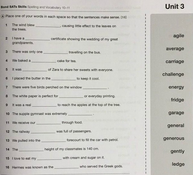 Bond Spelling and Vocabulary Workbook aged 10 -11 unit 3