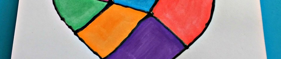 Dimensional Paint Birthday Card created by children, a colourful heart design