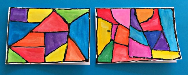 Dimensional Paint Birthday Cards created by children. A modern colourful design