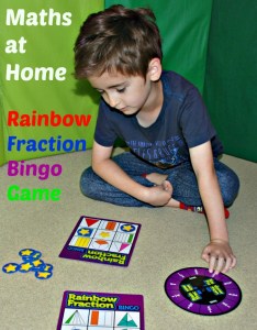 Maths practice at Home with the Rainbow Fraction Bingo Game from Learning Resources