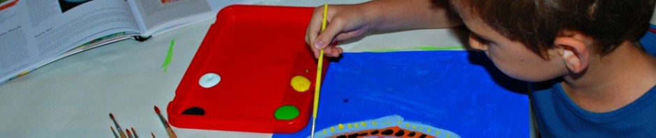 Paint lab for kids book. Doing the Clean and Bright Acrylics activity