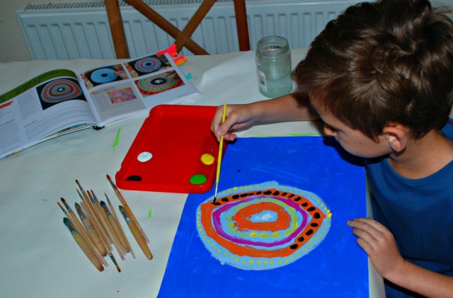 Paint lab for kids book. Doing the Clean and Bright Acrylics activity