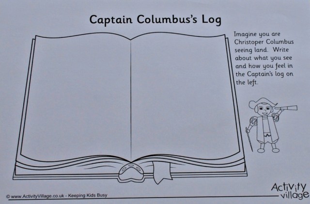 Activity Village's Captain Log activity for Christopher Columbus