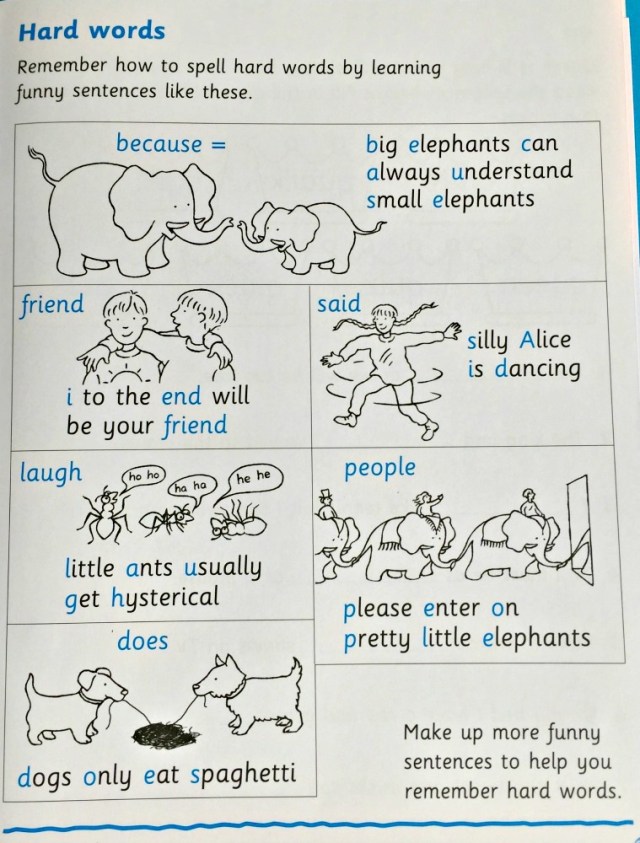 At Home With Spelling 1 Workbook by Oxford Univeristy Press. Ways to remember how to spell hard words. Key stage 1 ages