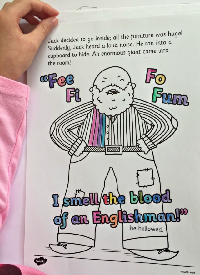Jack and the Beanstalk colouring story by Twinkl. The giant